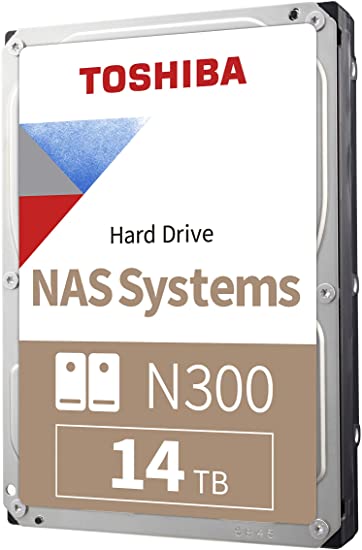 Toshiba N300 14TB NAS 3.5-Inch Internal Hard Drive - CMR SATA 6 GB/s 7200 RPM 512 MB Cache - HDWG31EXZSTA