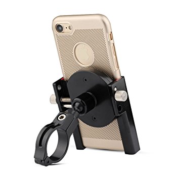 Metal Bike Bicycle Phone Mount, Bili-fox Universal 360 degree Adjustable Motorcycle Handle for iPhone and Others Device (Black)