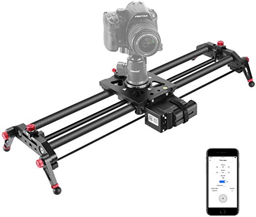 Neewer Motorized Camera Slider, 39.3-inch APP Control Carbon Fiber Track Dolly Rail with Mute Motor/Time Lapse Video Shot/Follow Focus Shot/120 Degree Panoramic Shot for DSLRs, Load up to 22 lbs