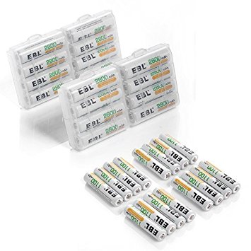 EBL 16 Pack 2800 mAh AA   16 Pack 1100 mAh AAA Rechargeable Batteries