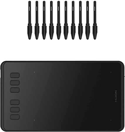 HUION Inspiroy H640P Graphics Drawing Tablet and 10 Pack Replacement Nibs PN04 for Linux, Windows, Mac and Android