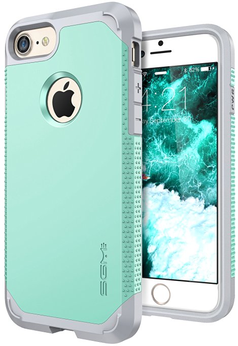 iPhone 7 case, SGM Premium Hybrid [Dual Layer] Armor Case Cover For Apple iPhone 7 [Anti-Slip Design] [Shock Proof] (Mint   Gray)