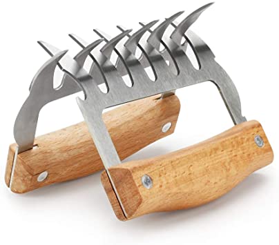 Welltop Meat Claws, BBQ Bear Claws Pulled Pork Chicken Shredder Claws Kitchen Claws with Wood Handle for Carving Turkey, Chicken or Cooking On Barbecue, Grill (Set of 2)