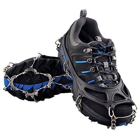 OuterStar Traction Cleats Ice Snow Grips Anti Slip 12 Stainless Steel Spikes Crampons for Footwear