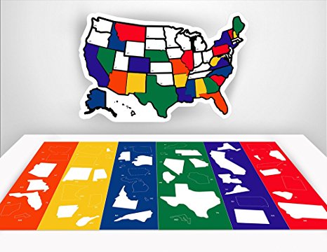 RV State Sticker Travel Map - 13" x 17" - USA States Visited Decal - United States Non Magnet Road Trip Window Stickers - Trailer Supplies & Accessories - Exterior or Interior Motorhome Wall Decals