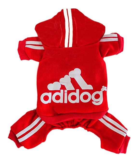 Adidog Dog Hoodies,Rdc Pet Clothes,Fleece Basic Hoodie Warm Sweater,4 Legs Cotton Jacket Sweat Shirt Coat for Small Dog Medium Dog Cat (XS, Red)