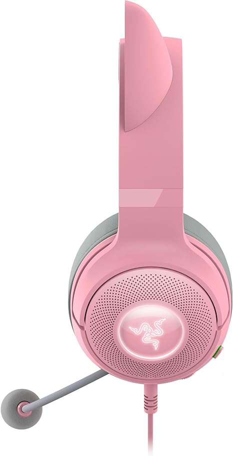 Razer Kraken Kitty V2 - Wired RGB Headset with Kitty Ears (Stream Reactive Lighting, HyperClear Cardioid Mic, TriForce 40 mm Drivers, 7.1 Surround Sound) Quartz Pink