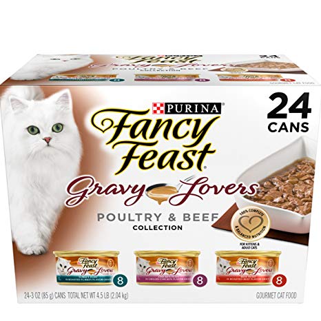 Purina Fancy Feast Gravy Lovers Poultry & Beef Feast Collection Wet Cat Food Variety Pack - (24) 3 Oz. Cans