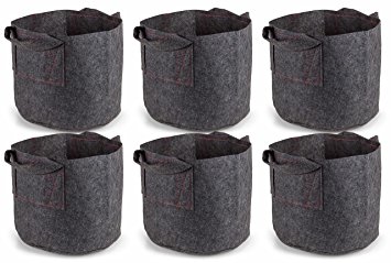 247Garden 6-Pack 2 Gallon Grow Bags /Aeration Fabric Pots w/Handles (Grey)