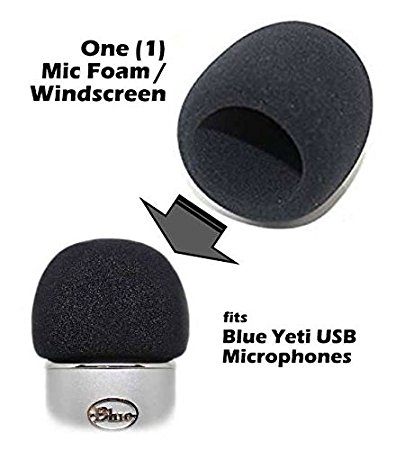 ienza Windscreen for Blue Yeti Foam - Also Fits Other Large Microphones such as MXL, Audio Technica and More - Quality Sponge Material to Act as a Pop Filter for your Mic (Black)