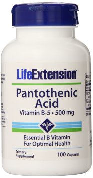 Life Extension Pantothenic Acid B5 Capsules 500 mgs 100 Count