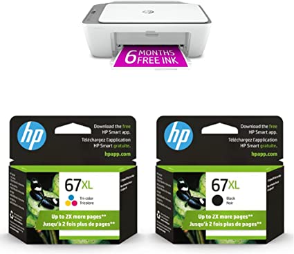 HP DeskJet 2755e Wireless Color All-in-One Printer & 67XL Tri-Color High-Yield Ink Cartridge | 3YM58AN & 67XL Black High-Yield Ink Cartridge | 3YM57AN