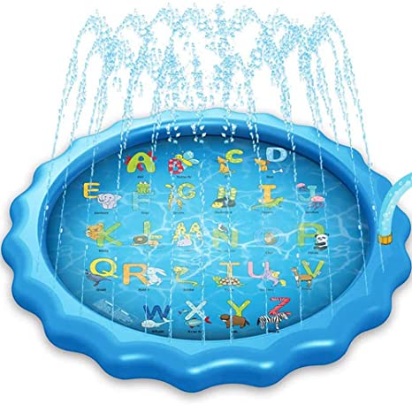 COOWIND 68" Splash Sprinkler Pad for Kids Toddlers Dogs,Kiddie Baby Pool, Outdoor Water Play Mat Toys, Baby Infant Wading Swimming Pool,Fun Backyard Fountain Play Mat for 2-12 Year Old Boys Girls