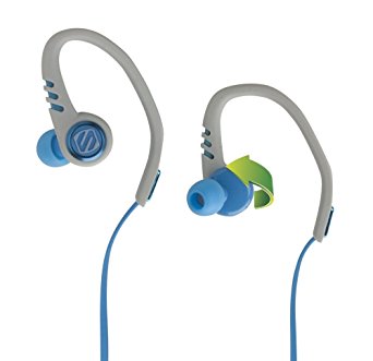 Scosche sportCLIPS 3 Sport Earbuds With Adjustable Pivoting Drivers, tapIT Remote and Mic - Blue