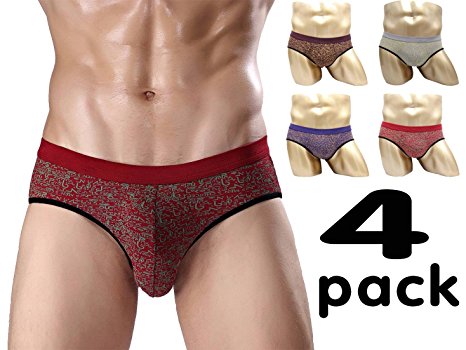 Wirarpa Men's Modal Briefs Comfortable Underwear Classic Slip Pack of 4