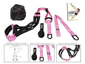 Suspension Straps Fitness Trainer with 15  EBOOK Workouts by Dynamite, Functions as Suspension Exercise System for Crossfit Training
