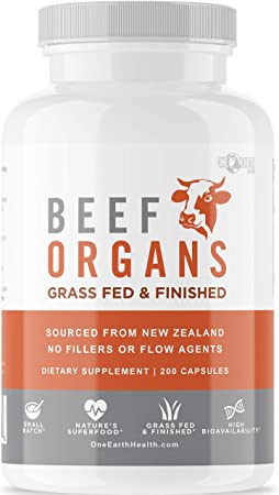 Grass Fed Beef Organs – (200 Count) Liver, Heart, Kidney, Pancreas, Spleen Supplement. Organ Meat Complex sourced from New Zealand