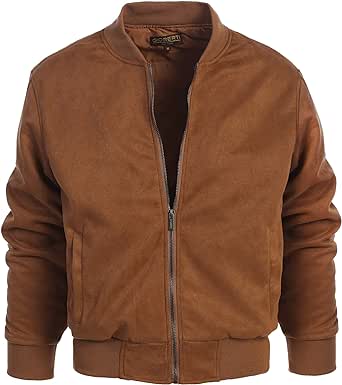 Gioberti Men's Faux Suede Bomber Jacket with Warm Light Inner Padding