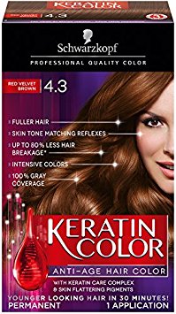 Schwarzkopf Keratin Hair Color, Red Velvet Brown 4.3, 2.03 Ounce