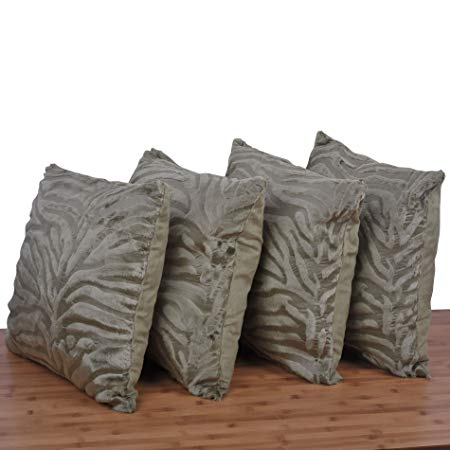 Home Soft Things Serenta Embossed 4 Piece Mink Pillow Shell Set, Olive, 20" x 20"