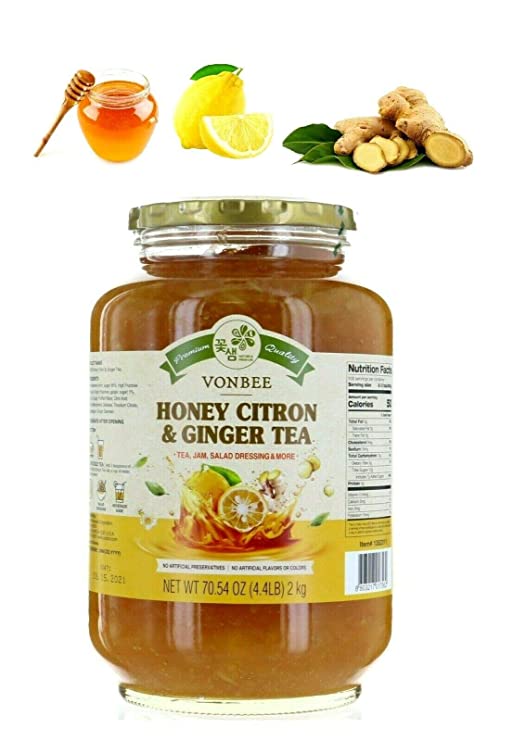Vonbee Honey Ginger Citron Tea (Family Size 70.54 Oz 4.4 Lbs ) Product of Korea 2.2 lb (1 kg)