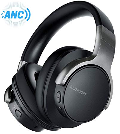 Ausdom Anc8 Active Noise Cancelling Bluetooth Headphones, Over Ear Wireless Headphones Wired Headsets with Microphone, 30H Playtime Comfortable for Travel Work TV PC Computer Cellphone Music – Black