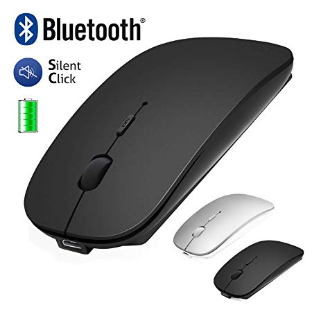 Bluetooth Mouse, ANEWISH Wireless Mouse Slim USB Rechargable Silent Mice for PC Desktop Laptop, Support Windows Linux