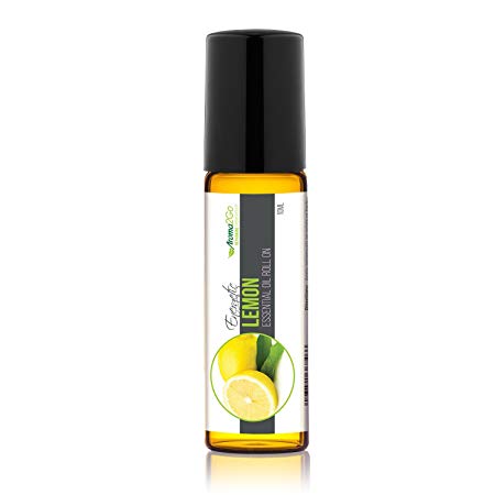 Aroma2Go Lemon 100% Pure, Undiluted, 10mL Roll-On All-Natural Plant Based Essential Oil. Therapeutic Grade Non-GMO with no Synthetics or additives. from Farm to Kitchen.