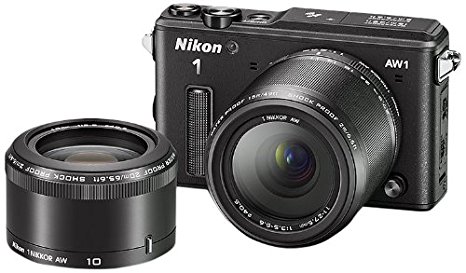 Nikon 1 AW1 14.2 MP HD Waterproof, Shockproof Digital Camera System with AW 11-27.5mm f/3.5-5.6 and AW 10mm 1 NIKKOR Lenses (Black)