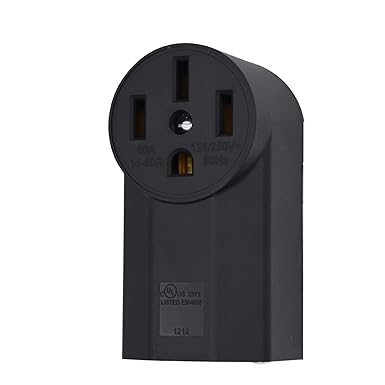 NEMA 14-50R Receptacle 3-Pole 4-Wire Surface Mount Power Receptacle 250V 50A UL Listed, bekca Black (NEMA 14-50R)