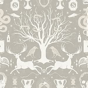 RoomMates Harry Potter Horcrux Grey Damask Peel and Stick Wallpaper, RMK12782PLW