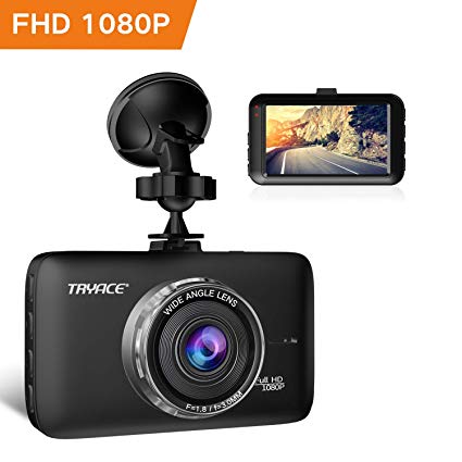 TryAce Dash Cam FHD 1080P Car DVR Dashboard Camera with 3" LCD Screen Parking Mode, WDR, G-Sensor, Loop Recording and Motion Detection Night Vision Car Recorder