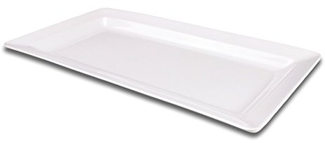 Rectangular Melamine Serving Platter Tray 14.5" x 7.5" by bogo Brands (White)