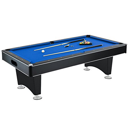 Hathaway Hustler 7’-8’ Pool Table with Blue Felt, Internal Ball Return System, Easy Assembly, Pool Cues and Chalk