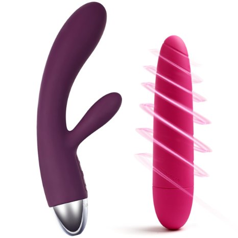 SVAKOM Sex Toys G-spot Rabbit Vibrators 100% Waterproof Soft Threaded Clitoral Stimulators for Women ,Beginner's Vibe (alice/violet with coral)