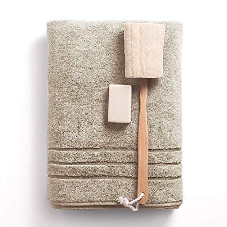 Cariloha 600 GSM Bamboo & Turkish Cotton Bath Towel - Odor Resistant, Highly Absorbent - Includes 1 Towel - Stone