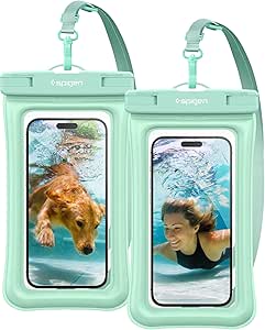 Spigen AquaShield Floating Universal Waterproof Phone Pouch, Waterproof Phone Case, PVC Protective Dry Bag Cases with IPX8 A610 Compatible with iPhone, Galaxy, Google (Pack of 2) - Floatable Mint