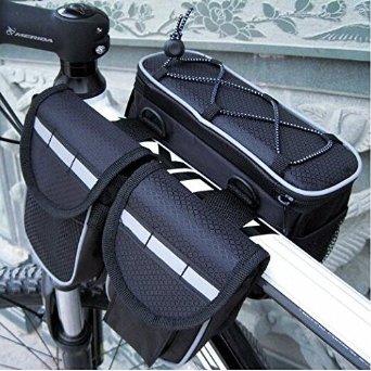 Mocase Bike Bicycle Multi-function Frame Top Tube Pannier Bag with Rainproof Cover for Mountain Road Bike