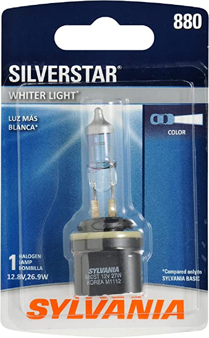 SYLVANIA - 880 SilverStar Fog Light Bulb - High Performance Halogen Headlight Bulb, Brighter Downroad with Whiter Light (Contains 1 Bulb)