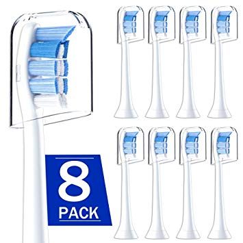 Replacement Toothbrush Heads Compatible with Philips Sonicare Protectiveclean 6100, Sonicare Brush Heads fits DiamondClean, EasyClean, ProResults, HealthyWhite, FlexCare, 8 Pack with Caps