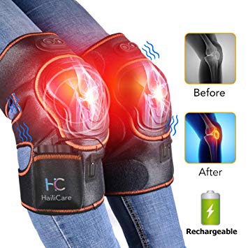 Massaging Heated Knee Brace Wrap Support, Electric Heat Therapy Heating Pad Massager Physiotherapy Knee Heat and Vibration Massage for Joint Pain, Arthritis Meniscus Pain Relief Relax Gift for Parents