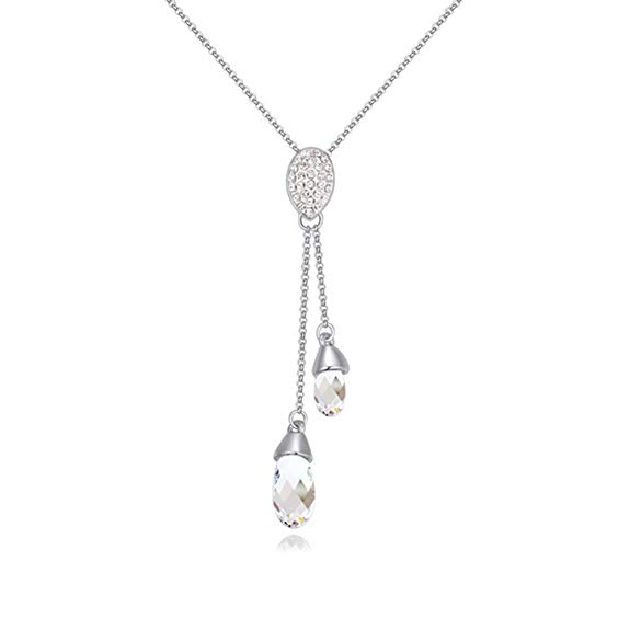 Black Swan Swarovski Crystal Teardrop Y Necklace Two Size Drop Necklace Lariat