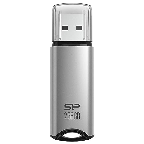 SP Silicon Power 256GB USB 3.0 Flash Drive, Aluminum Casing Built-in Strap Hole, USB 3.2 Gen 1 USB 2.0 Thumb Drive Pen Drive Memory Stick, Silver, Marvel M02 Series