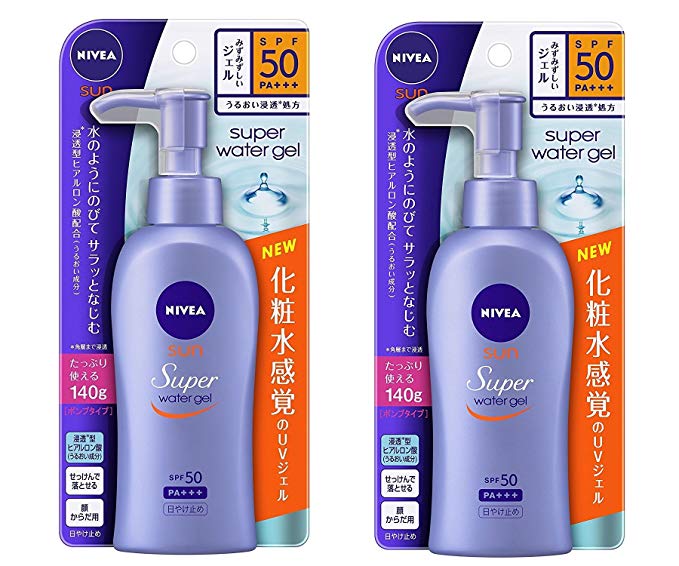 Nivea Super Sun Protect Water Gel SPF 50/PA    (Face & Body)Pump Type 140 g x 2 Sets (Japan Import)