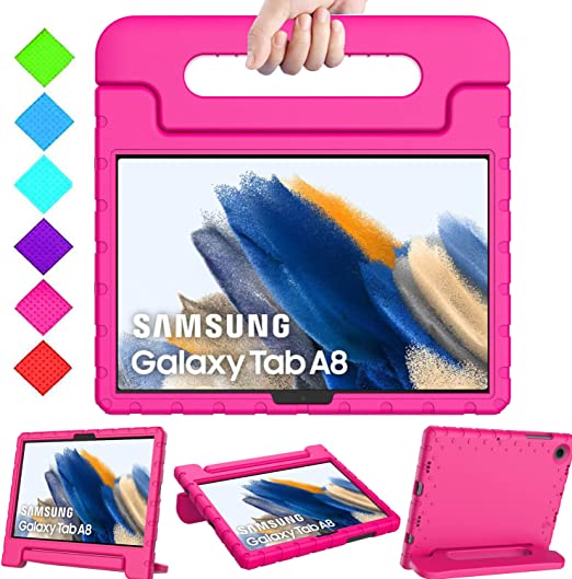 BMOUO Kids Case for Samsung Galaxy Tab A8 10.5 inch 2022, Galaxy Tab A8 Case for Kids, Shockproof Convertible Handle Stand Kids Case for Samsung Galaxy Tab A8 10.5” 2022 (SM-X200/X205/X207), Rose