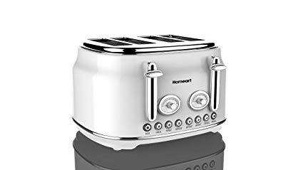 Artisan 4 Slot Toaster by Homeart | 2019 Electric Toaster with Multi-Function | Vintage Toaster Stainless Steel (Cream)
