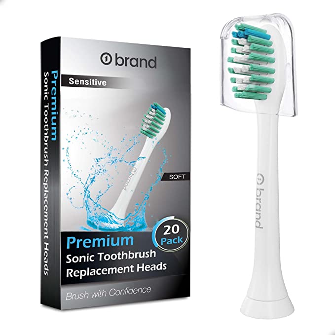 20 Pack o1brand Toothbrush Heads Compatible with Sonicare Electric Toothbrush, Medium Softness, Premium Brush Heads (SENSITIVE)