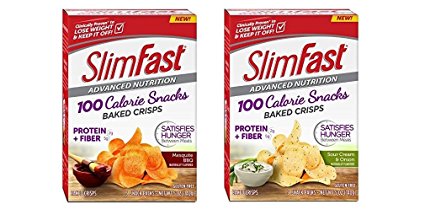SlimFast Advanced Nutrition Gluten Free 100 Calorie Snacks Baked Crisps 2-pack (Mesquite BBQ & Sour Cream & Onion)