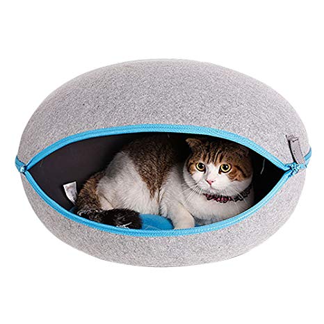 YK Creative Nature Egg Shape Pet Cave Dog Puppy Cat Kennel House Bed Cozy Felted Caves for Cat Small Dog