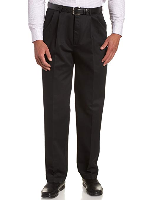 Haggar Men's Work-To-Weekend No-Iron Pleat-Front Pant with Hidden Expandable Waist